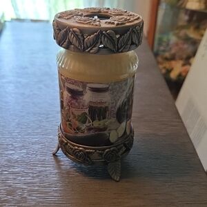 Pewter Candle Holder with Ornate Accents